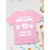 imageTstars Awesome 10 Year Old Birthday Shirt for Kids  Funny Gift for Boy or Girl Age 10  Youth Celebration TShirtLight Pink