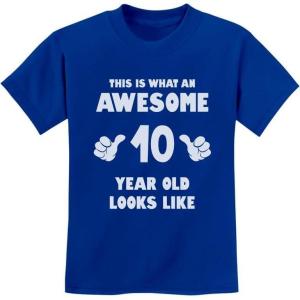 imageTstars Awesome 10 Year Old Birthday Shirt for Kids  Funny Gift for Boy or Girl Age 10  Youth Celebration TShirtBlue