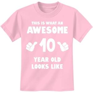 imageTstars Awesome 10 Year Old Birthday Shirt for Kids  Funny Gift for Boy or Girl Age 10  Youth Celebration TShirtLight Pink
