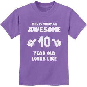 imageTstars Awesome 10 Year Old Birthday Shirt for Kids  Funny Gift for Boy or Girl Age 10  Youth Celebration TShirtViolet
