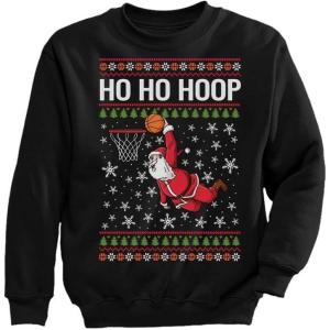 imageTstars Basketball Boys Ugly Christmas Sweater Style Sweatshirt Merry Swishmas Xmas Holiday Youth Kids SweatshirtsHoop  Black