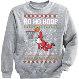imageTstars Basketball Boys Ugly Christmas Sweater Style Sweatshirt Merry Swishmas Xmas Holiday Youth Kids SweatshirtsHoop  Gray