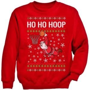 imageTstars Basketball Boys Ugly Christmas Sweater Style Sweatshirt Merry Swishmas Xmas Holiday Youth Kids SweatshirtsHoop  Red