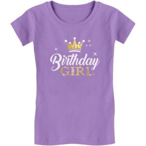 imageTstars Birthday Girl Shirt with Crown  Princess Tee Gift for Girls Age 3 to 9 Years Old  Kids Fitted TShirtLavender