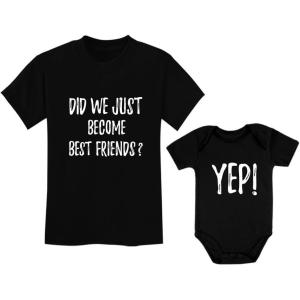 imageTstars Did We Just Become Best Friends Big Brother Little Bro Matching Shirt ampamp Baby Bodysuit SetChild Black  Baby Black