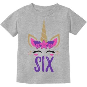 imageTstars Gift for 6 Year Old Girl Unicorn 6th Birthday Youth Kids TShirtGray