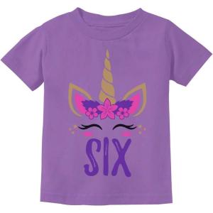 imageTstars Gift for 6 Year Old Girl Unicorn 6th Birthday Youth Kids TShirtViolet
