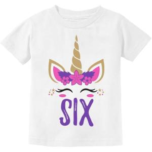 imageTstars Gift for 6 Year Old Girl Unicorn 6th Birthday Youth Kids TShirtWhite