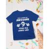 imageTstars Awesome 9 Year Old Birthday Shirt  Fun Gift Tee for Boys or Girls Turning Nine  Youth Kids TShirtBlue