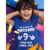 imageTstars Awesome 9 Year Old Birthday Shirt  Fun Gift Tee for Boys or Girls Turning Nine  Youth Kids TShirtBlue