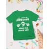imageTstars Awesome 9 Year Old Birthday Shirt  Fun Gift Tee for Boys or Girls Turning Nine  Youth Kids TShirtGreen