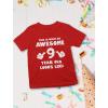 imageTstars Awesome 9 Year Old Birthday Shirt  Fun Gift Tee for Boys or Girls Turning Nine  Youth Kids TShirtRed