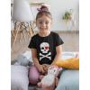 imageTstars Pirate Skull ampamp Heart Valentines Day Girls Fitted Kids TShirtBlack