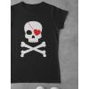 imageTstars Pirate Skull ampamp Heart Valentines Day Girls Fitted Kids TShirtLavender