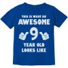 imageTstars Awesome 9 Year Old Birthday Shirt  Fun Gift Tee for Boys or Girls Turning Nine  Youth Kids TShirtBlue