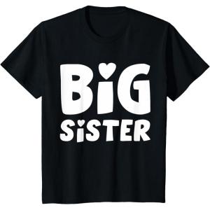imageKids Big Sister Baby Announcement Sibling Reveal Girls TShirtBlack