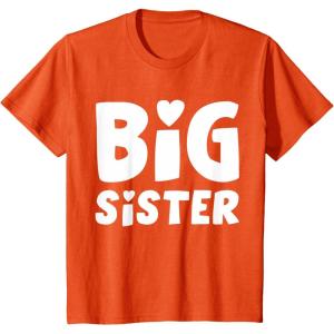 imageKids Big Sister Baby Announcement Sibling Reveal Girls TShirtOrange