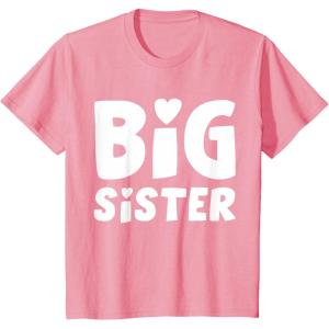 imageKids Big Sister Baby Announcement Sibling Reveal Girls TShirtPink