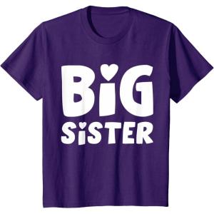 imageKids Big Sister Baby Announcement Sibling Reveal Girls TShirtPurple