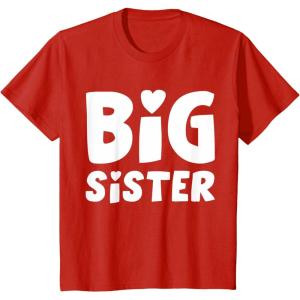 imageKids Big Sister Baby Announcement Sibling Reveal Girls TShirtRed