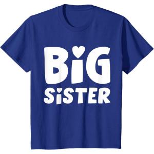 imageKids Big Sister Baby Announcement Sibling Reveal Girls TShirtRoyal Blue