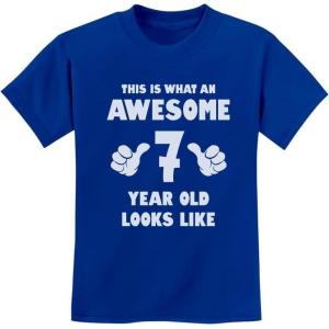 imageTstars 7th Birthday Shirt for Boys or Girls  This is What an Awesome 7 Year Old Looks Like Youth Kids TShirtBlue