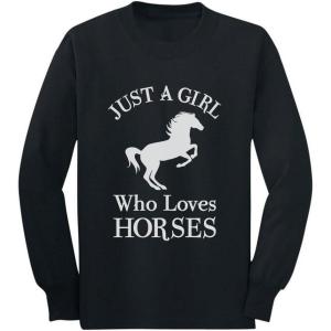 imageTstars Horse Gifts A Girl Who Loves Horses Youth Kids Girls Long Sleeve TshirtBlack