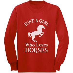 imageTstars Horse Gifts A Girl Who Loves Horses Youth Kids Girls Long Sleeve TshirtRed