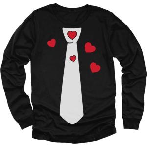 imageTstars Red Hearts Tie Girls Boys Valentines Day Shirt Gifts for Kids Valentine Long Sleeve Shirts for Youth KidsPuff Tie  Black