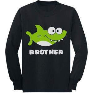 imageTstars Shark Shirt for Brother Gift for Big Brother Toddler Kids Long Sleeve TShirtBlack