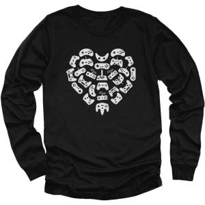 imageTstars V is for Video Games Funny Valentines Day Gamer Youth Kids Long Sleeve TShirtControllers  Black
