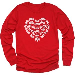 imageTstars V is for Video Games Funny Valentines Day Gamer Youth Kids Long Sleeve TShirtControllers  Red