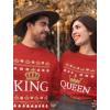 imageTstars His and Hers Matching King Queen Ugly Christmas Sweatshirts for Couples Men Women Holiday OutfitQueen Red  King Red
