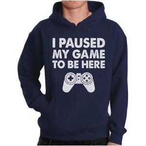 imageTstars Funny Gaming Hoodie for Men  I Paused My Game to Be Here Gamer Gifts Teen Boys ampamp Fans of Video GamesAdult  Blue