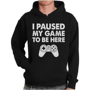 imageTstars Funny Gaming Hoodie for Men  I Paused My Game to Be Here Gamer Gifts Teen Boys ampamp Fans of Video GamesAdult Black