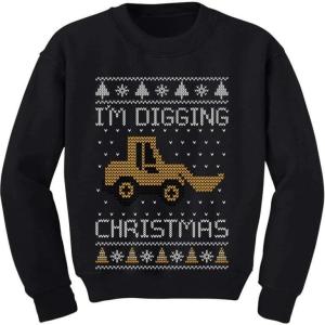 imageTstars Im Digging Christmas Ugly Sweatshirt  Construction Truck Holiday Pullover for Toddler Kids Boys and GirlsBlack