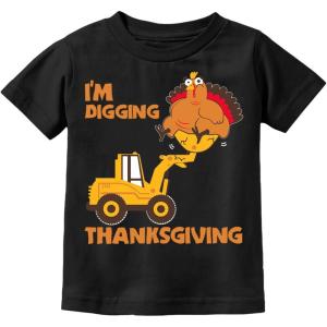 imageTstars Im Digging Thanksgiving Kids Shirt  Cute Turkey Tractor TShirt for Toddler Boys ampamp Girls Holiday OutfitBlack