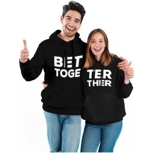 imageTstars Better Together Matching Hoodies for Couples His ampamp Hers Gifts Couple Hoodie SetMen Black  Women Black