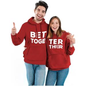 imageTstars Better Together Matching Hoodies for Couples His ampamp Hers Gifts Couple Hoodie SetMen Red  Women Red