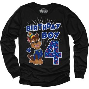 imagePaw Patrol Pup Chase 4th Birthday Long Sleeve Shirt for Toddler Boys  Party Outfit ampamp Gift Idea for 4 Year OldBlack