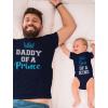 imageTstars Daddy of a Prince Son of a King Matching Dad and Baby Shirts  Fathers Day Outfit Gift for Newborn ampamp DadsDaddy Navy  Son Navy