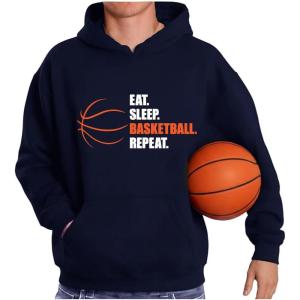 imageTstars Basketball Hoodie for Men  Eat Sleep Ball Repeat Pullover  Gift for Coaches Players and FansBlue