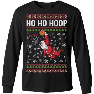 imageTstars Merry Swishmas Boys Basketball Shirt  Funny Ugly Christmas Sweater Style Youth Long Sleeve Holiday TeeHoop  Black