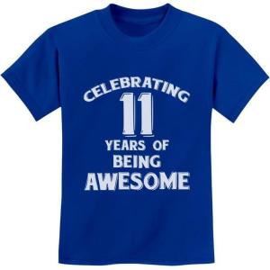 imageTstars 11 Years of Being Awesome 11th Birthday Shirt Boys Girls Youth Kids TShirtBlue