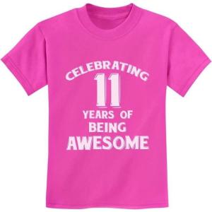 imageTstars 11 Years of Being Awesome 11th Birthday Shirt Boys Girls Youth Kids TShirtPink