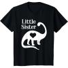 imageKids Little Sister Gift Siblings Love Dinosaur Girls TShirtBlack