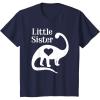 imageKids Little Sister Gift Siblings Love Dinosaur Girls TShirtNavy Blue