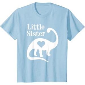 imageKids Little Sister Gift Siblings Love Dinosaur Girls TShirtBaby Blue