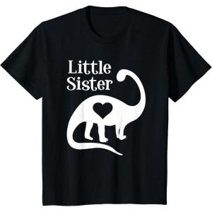 imageKids Little Sister Gift Siblings Love Dinosaur Girls TShirtBlack