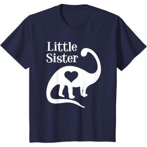 imageKids Little Sister Gift Siblings Love Dinosaur Girls TShirtNavy Blue